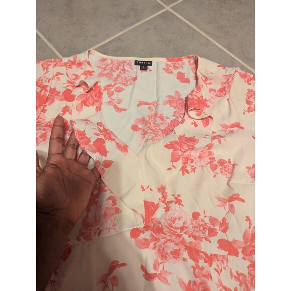 Torrid Georgette ruffle floral print top Plus SZ 1 - Picture 9 of 10